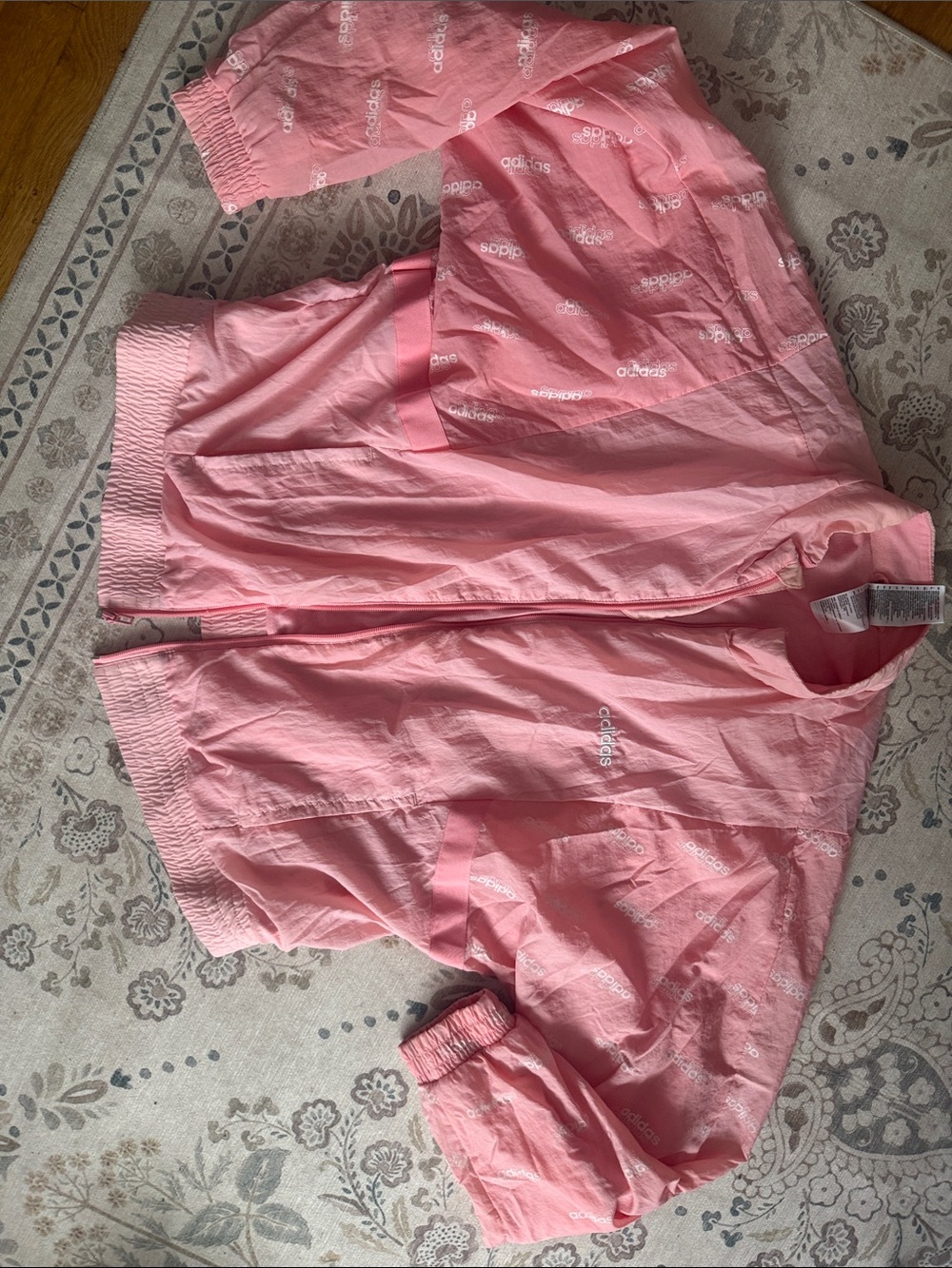 adidas Light Pink All-Over Logo Windbreaker